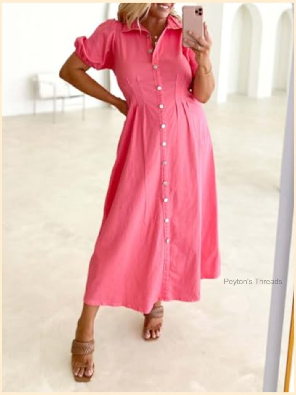 Womens Ditsy Floral Button Down Dress Midi - Picture 5 of 6